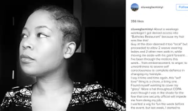 Lady denied entrance into a restaurant because of her 